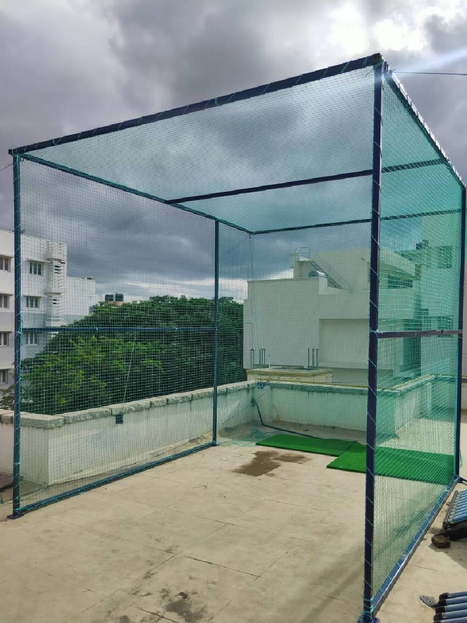 Terrace Cricket Practice Nets Installation | Call 8884844000 for Best Quality Nylon Nets Fixing.